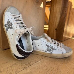 Golden Goose Super-Star Glitter Detail Low Top Sneaker  Sz 37